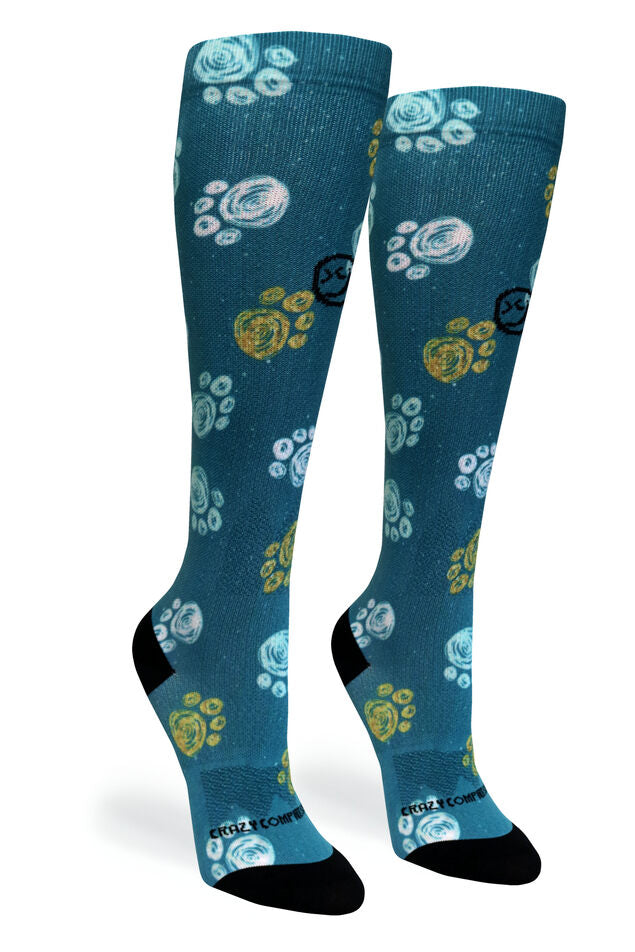 Best Frens Paw Prints Dk Teal - (Standard & Extra Wide)