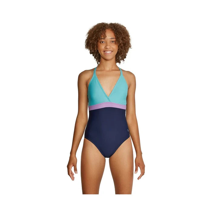 Speedo Women's Colorblock Crossback One Piece Swimsuit SALE