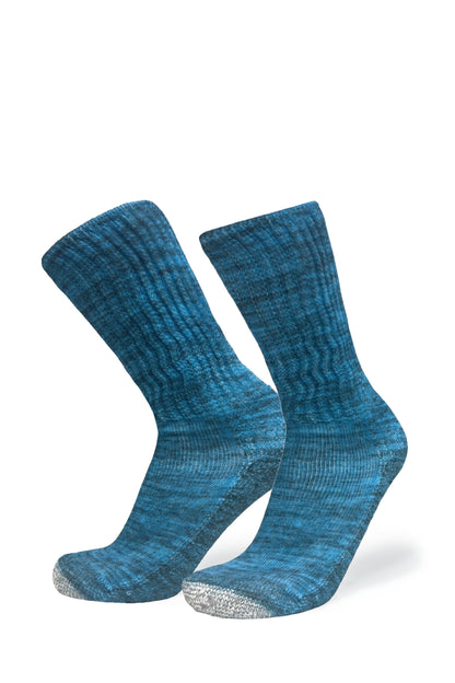 Cozy Diabetic Comfort Relax Fit Heather Blue Crew Socks