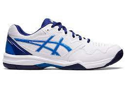 Asics men's Gel Dedicate 7 tennis shoe white/electric blue