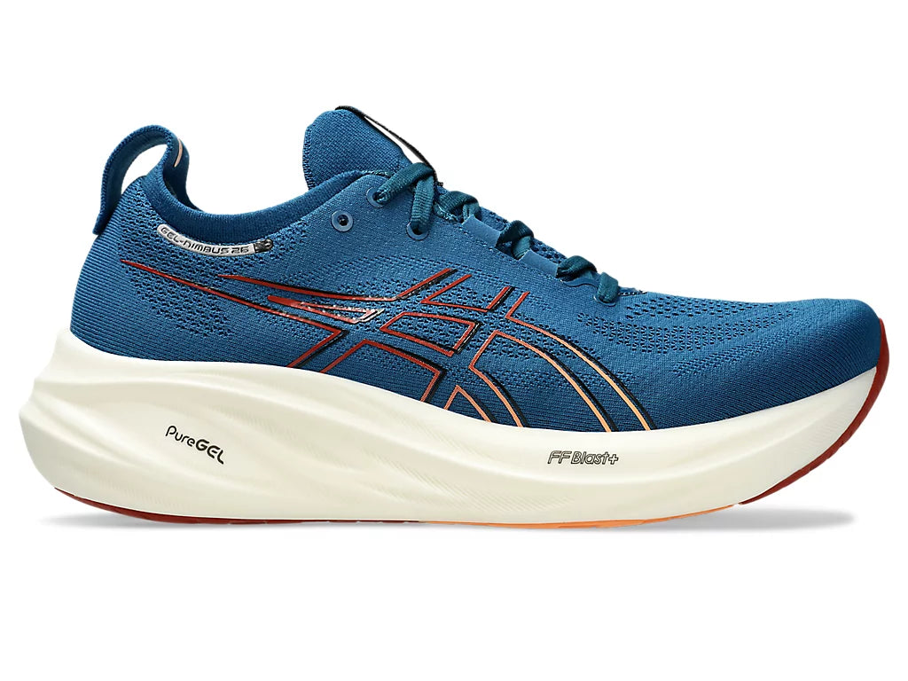 Asics men's Gel Nimbus 26 shoe rich navy/orange